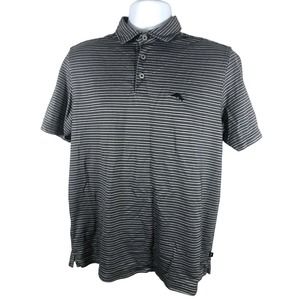 Tommy Bahama Men's Polo Shirt Short Sleeve Size M Gray and Black Pima Cotton